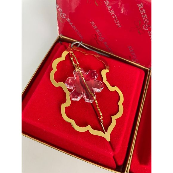 Set of 2 Reed & Barton Gold & Crystal Christmas Tree Ornaments - Picture 6 of 12